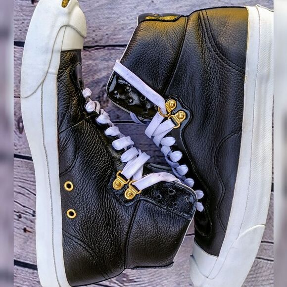 Converse Jack Purcell black/white leather high top - Picture 6 of 12